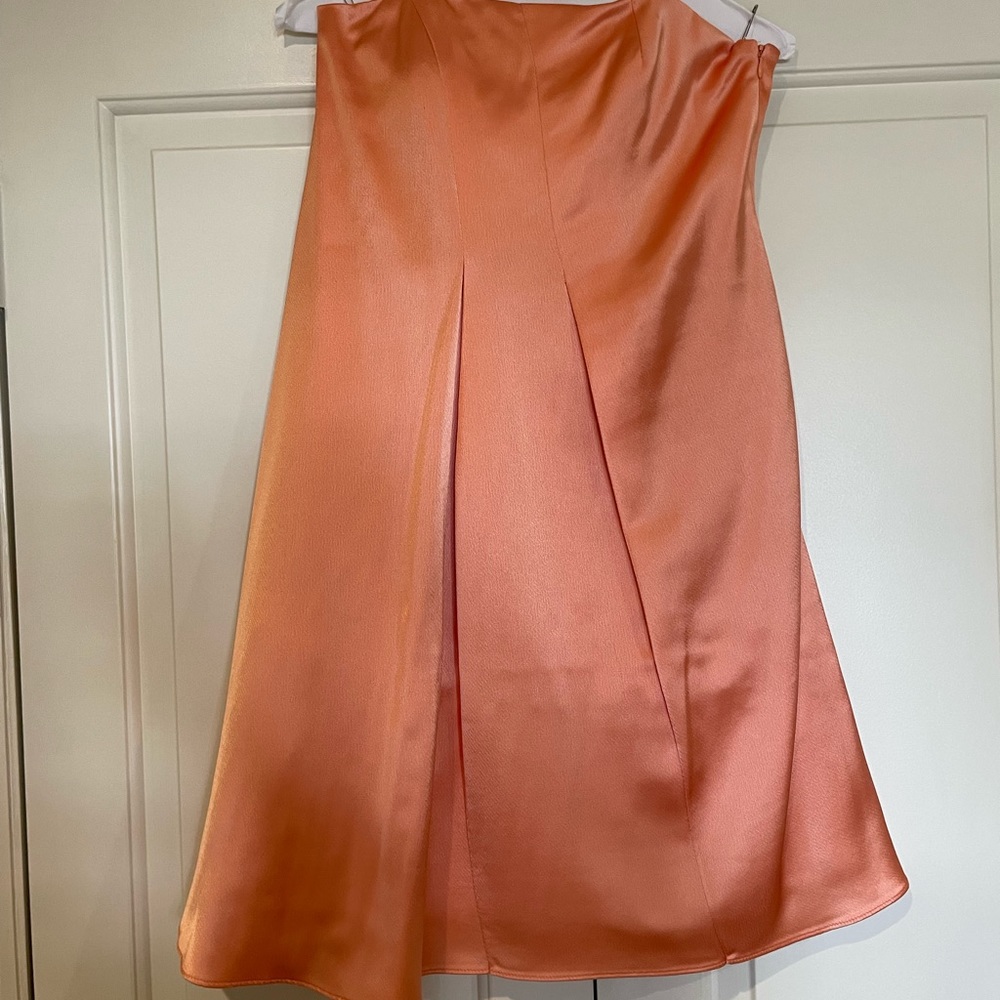 Orange strapless mini dress